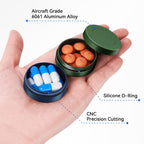Aufew 2 Pack Mini Pill Case, Metal Travel Pill Box for Purse, Pocket Pharmacy, Cute Vitamin Organizer for Daily Pills, Small Ess