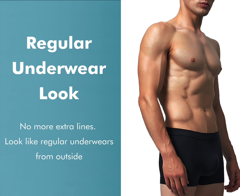 AIRCUTE Men Urinary Incontinence Underwear Washable Absorbency Soft Bladder Leak Proof Boxer Briefs 60 ML 3 Pack (Small,3 Black)