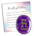 SOLACIEL Nature Amethyst Healing Crystal One Day at A Time, Inspirational Thinking of You Gifts for Women Men