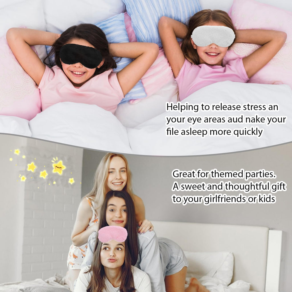 Qianyu 3 Pcs Plush Sleeping Eye Masks Soft Fuffy Sleeping Eye Cover Comfortable Sleep Women Faux Fur Eye Shade Bulk Nap Sleeping