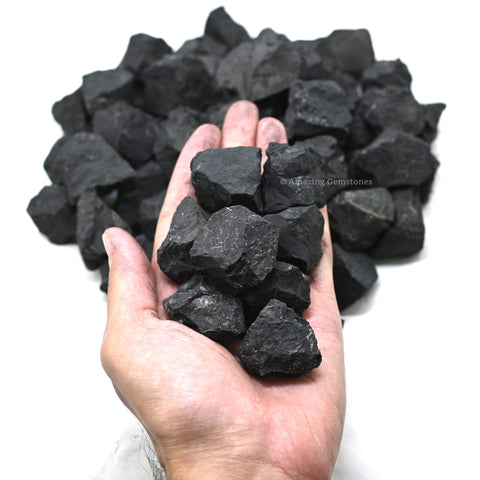 Shungite Raw Crystals and Healing Stones, Natural Rocks for Tumbling and DIY Raw Stones and Crystals (1 LB)
