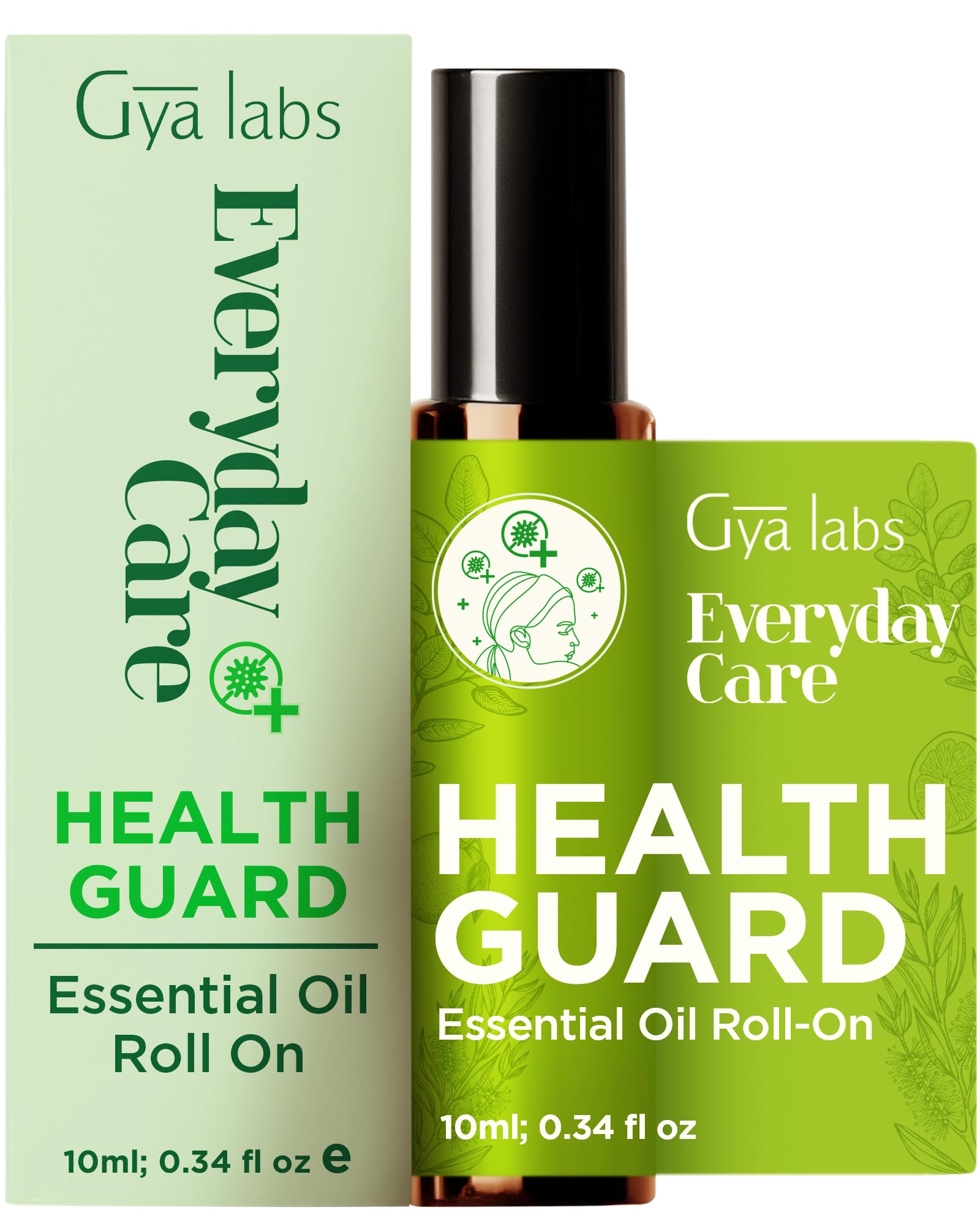Gya Labs Health Guard Essential Oil Roll On - Protective Aromatherapy Blend with Tea Tree & Eucalyptus - 100% Pure Natural, Alco