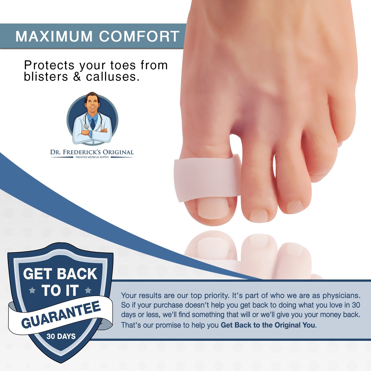 Dr. Frederick's Original Gel Toe Tubes 12 Piece Variety Pack - Small, Medium and Large Sizes - Toe Protectors & Separators for C