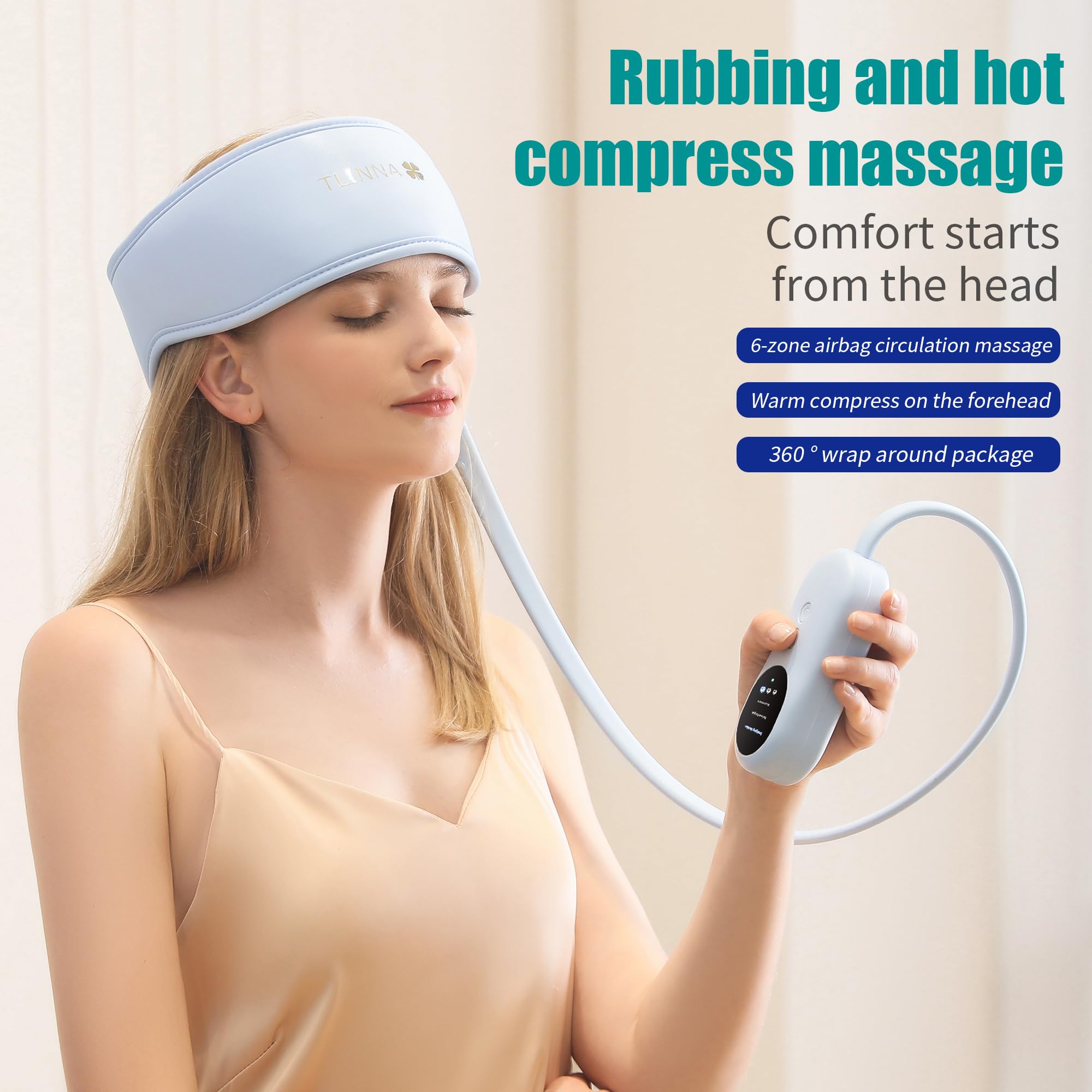 TLINNA Head Massager,Scalp Massager,Relief Headaches,Fatigue,Stress,Sleep aid,Hangover with Airbag Kneading,Constant Temperature