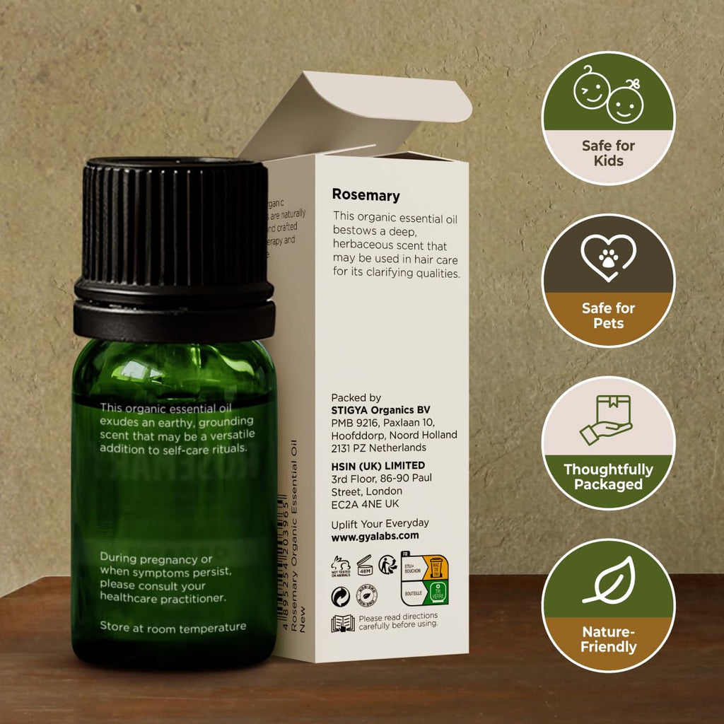 Gya Labs Organic Rosemary Essential Oil for Hair & Scalp - 100% Pure Natural Rosemary Oil Organic for Skin & Diffuser - Natural