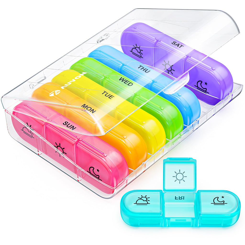 AUVON Weekly Pill Organizer 3 Times a Day, Large 7 Day Pill Box 3 Times a Day with Separate Container, Portable Pill Case for Me
