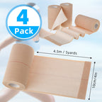 4 Rolls Adhesive Elastic Tape Bandage Tape Wrap Bandage Wrap Elastic Bandage Self Adhesive Bandages Flexible Stretch Bandages fo