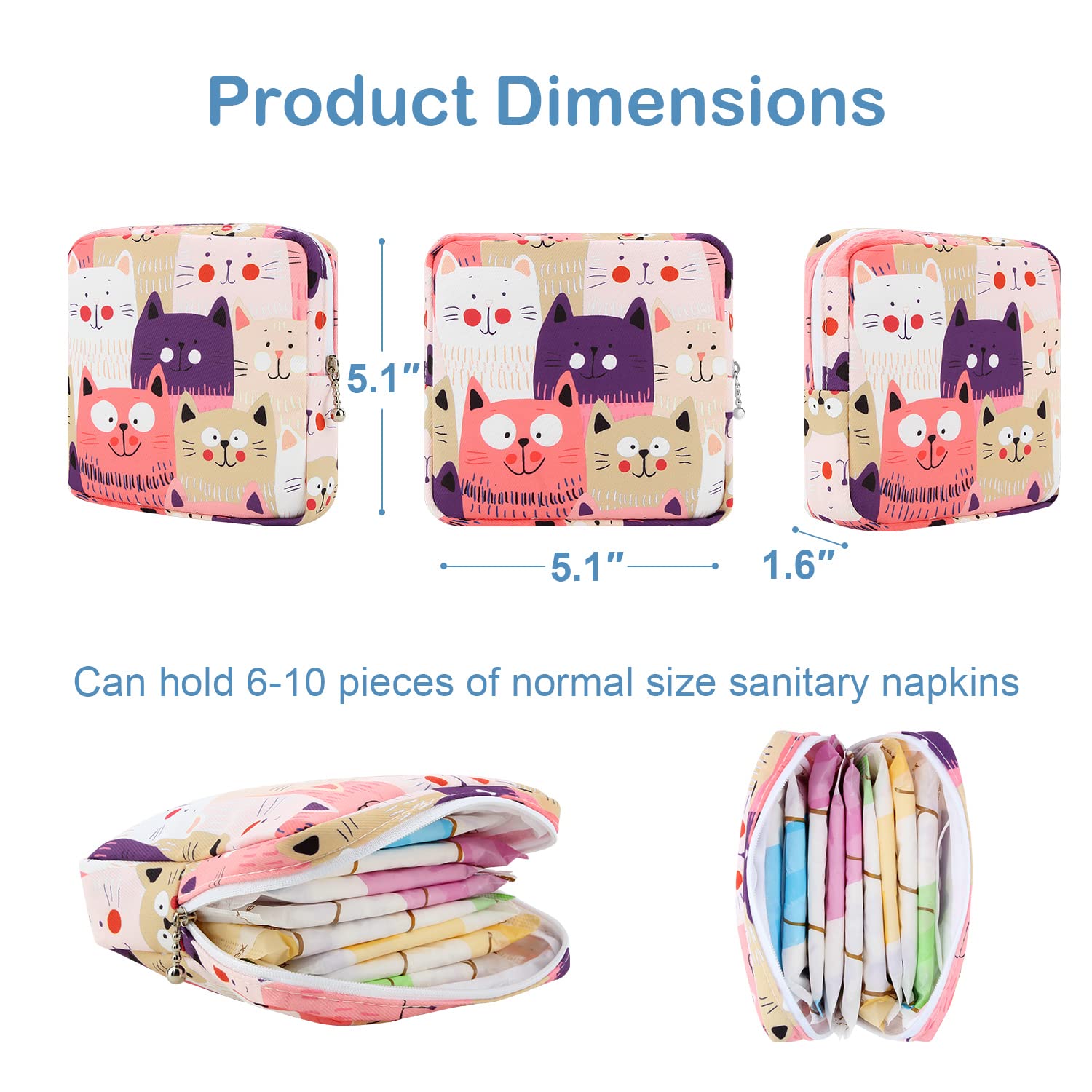 Desing Wish Sanitary Pad Storage Bag Portable Period Bag for Teen Pads/Sanitary Napkins/Small Tampons, Sanitary Napkin Storage B