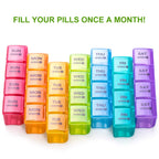Sukuos Monthly Pill Organizer 28 Day, Large Moisture-Resistant Pill Box Cases with Dust-Proof Box and Clear Lid for Vitamin/Fish