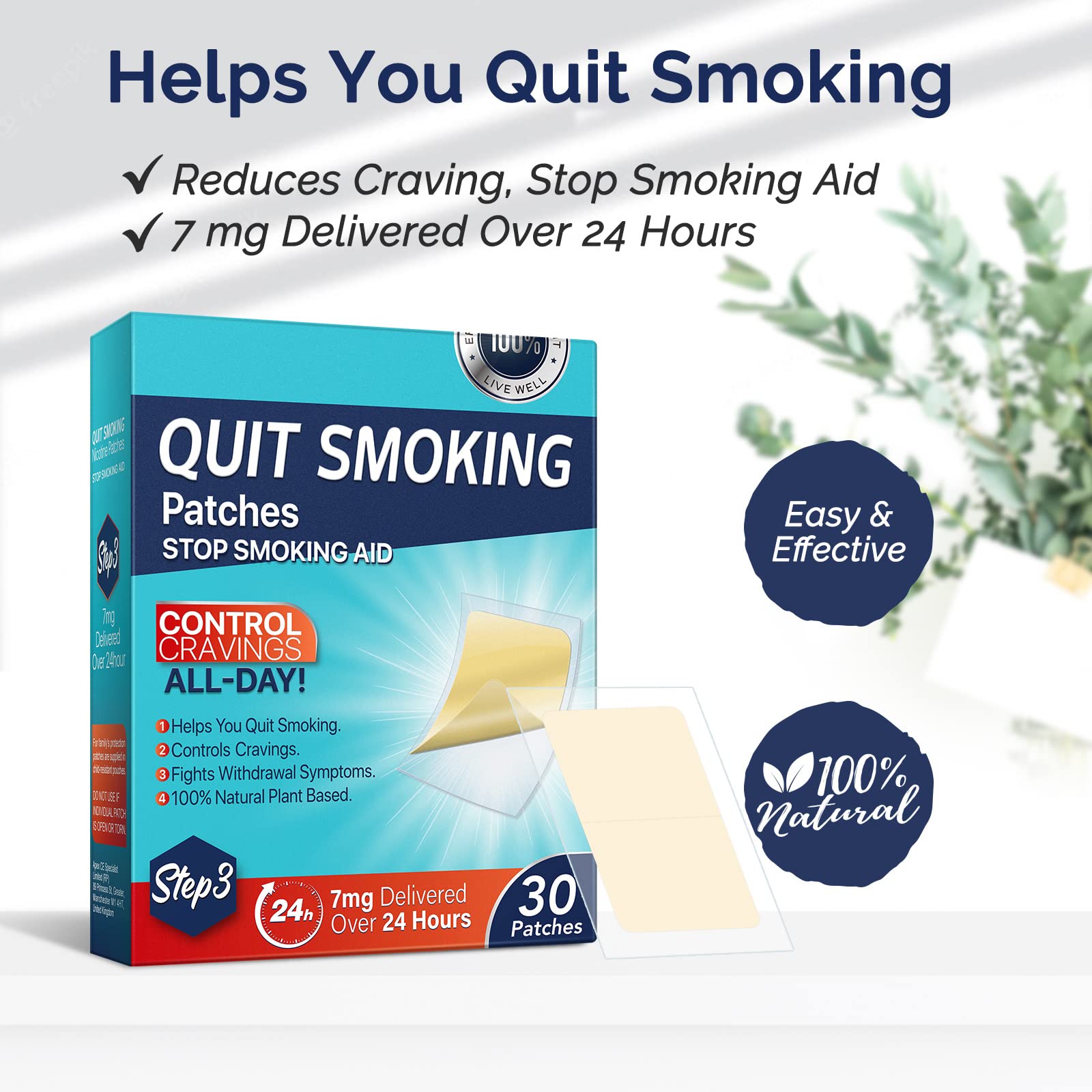 XWXUANYE 7 mg Step 3 Patches, Patch, Aid, Easy and Effective Anti-Stickers, Best Product to Help with Behavioral Support Program