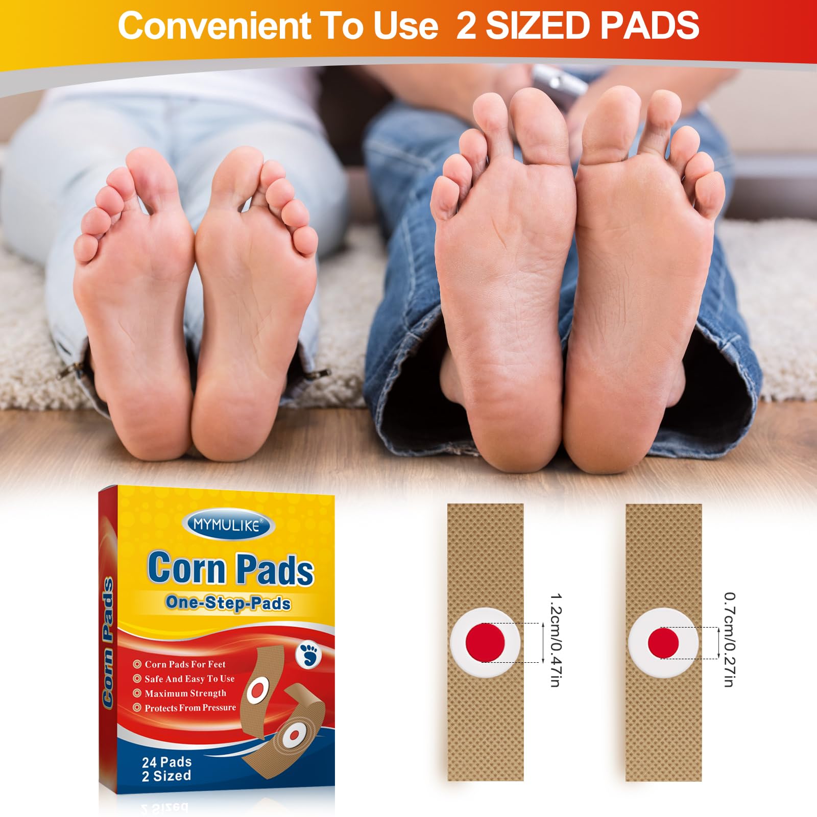 MYMULIKE Corn Removers for Feet, 24 Pack, 2 Size Corn Removers for Toe, Corn Remover Feet, 12 Large Size and 12 Small Size Foot