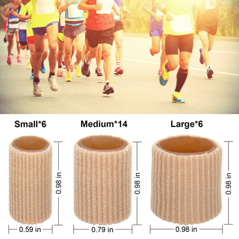 26 Pieces Toe Cushion Tube 0.98 Inches Toe Tubes Sleeves 3 Different Size Soft Gel Corn Pad Protectors for Cushions Corns,Bliste
