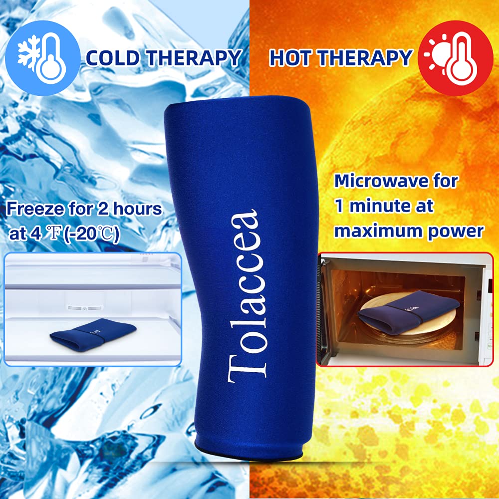 Tolaccea Hot & Cold Therapy Flexible Ice Packs Cold Therapy Compression Sleeve Reusable Gel Pack for Injury Cold Wrap for Knee C