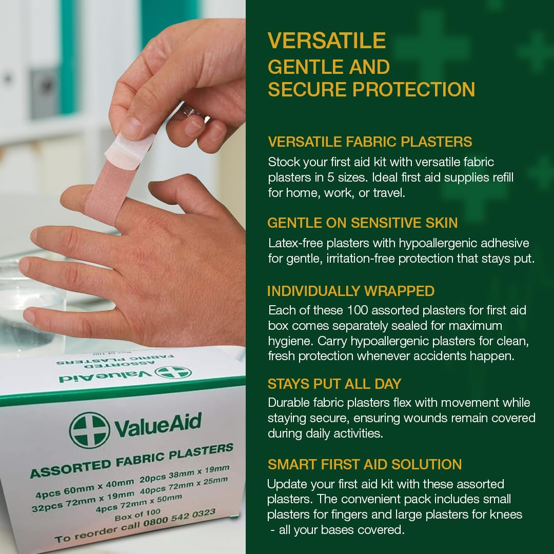 Value Aid Assorted Fabric Plasters - Box of 100