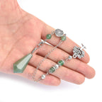 PESOENTH Natural Green Aventurine Jade Dowsing Pendulum Crystal Scrying Divination Healing Gemstone Hexagonal Pointed Chakra Tre
