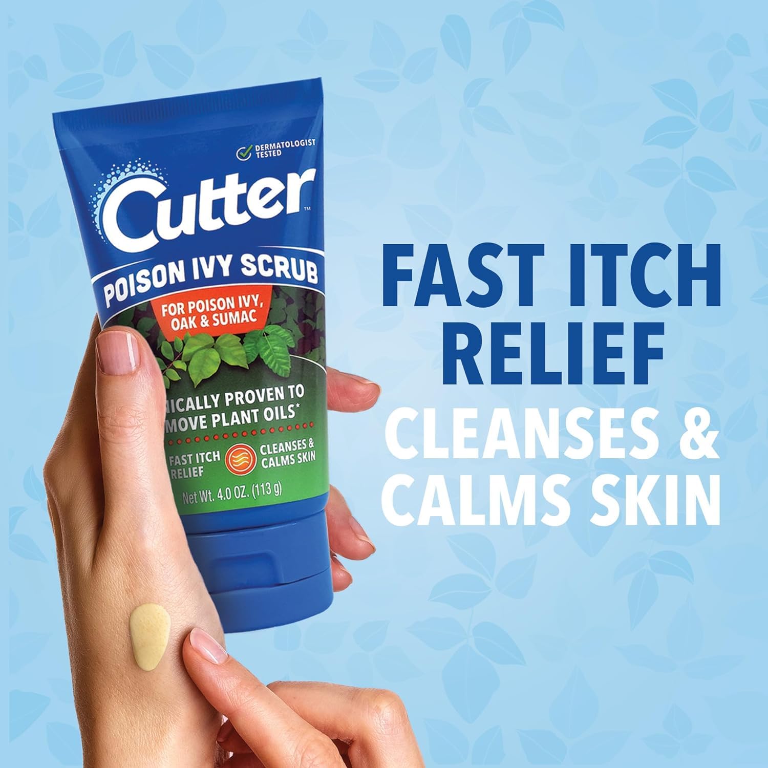 Cutter Poison Ivy, Oak, and Sumac Scrub - Fast Itch Relief, Gentle Cleansing, Natural Exfoliation for Soothing Skin Care, Fragra