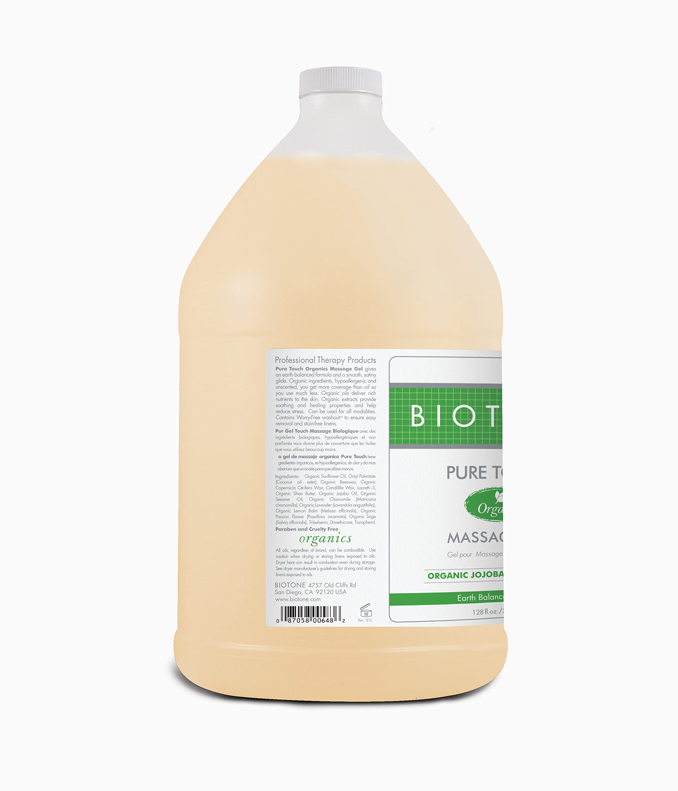 Biotone Pure Touch Organic Massage Gel, 128 Ounce