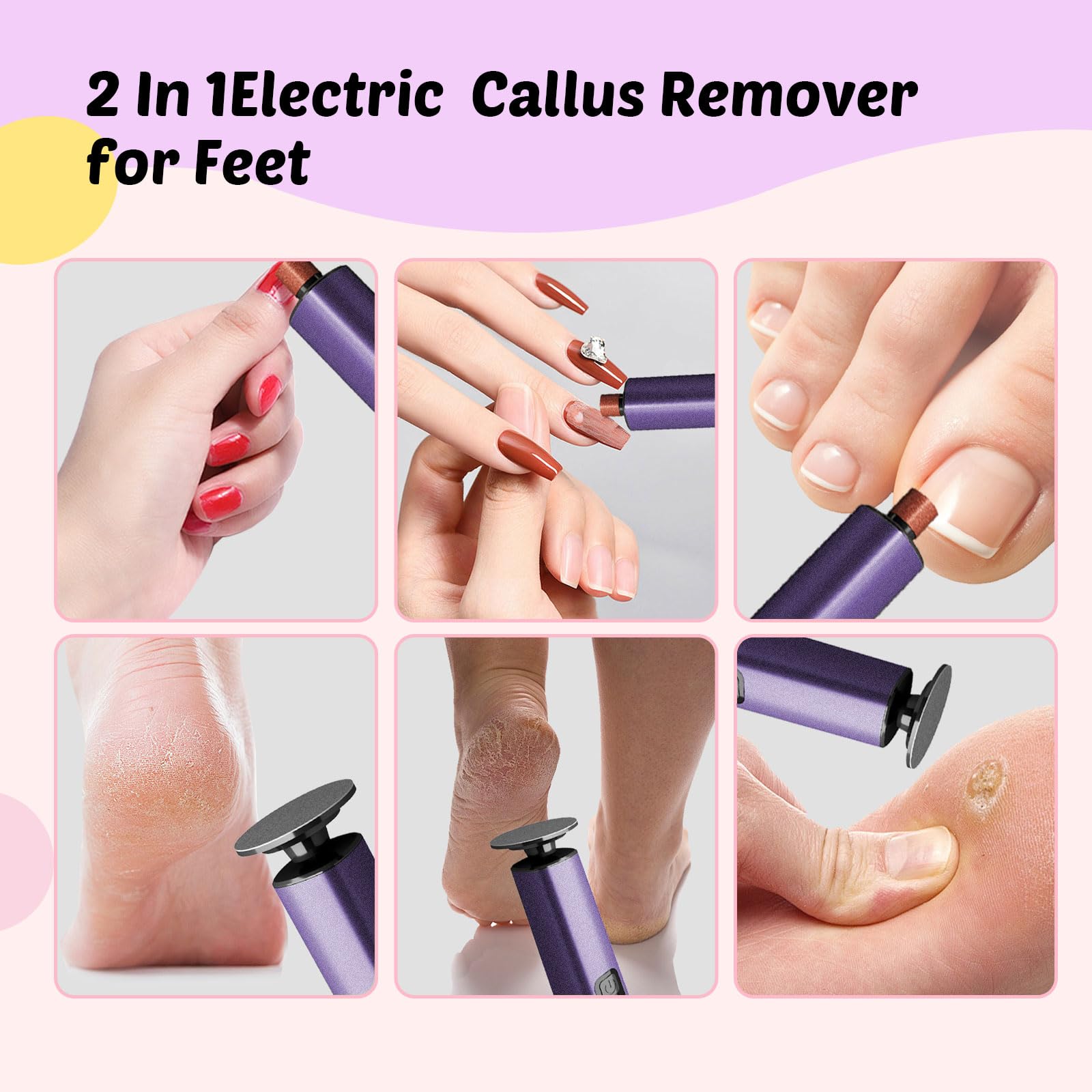 Electric Foot Callus Remover, 9-Speed for Dead Skin & Hard Calluses, Aluminum Alloy, Type-C Rechargeable, Replacement Discs, Spa