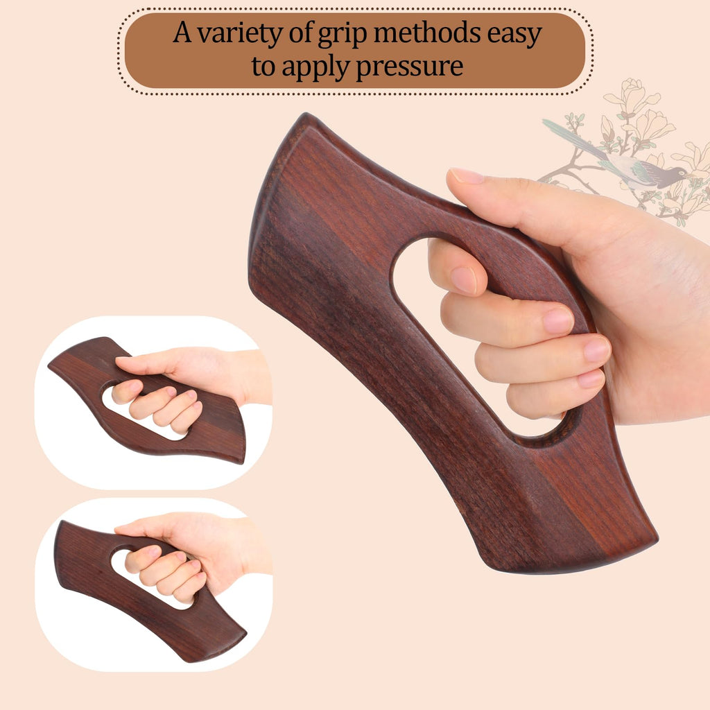 Lymphatic Drainage Massager - Wooden Gua Sha Tool, Manual Body Scraper, Anti-Cellulite Massage Tool for Women & Men