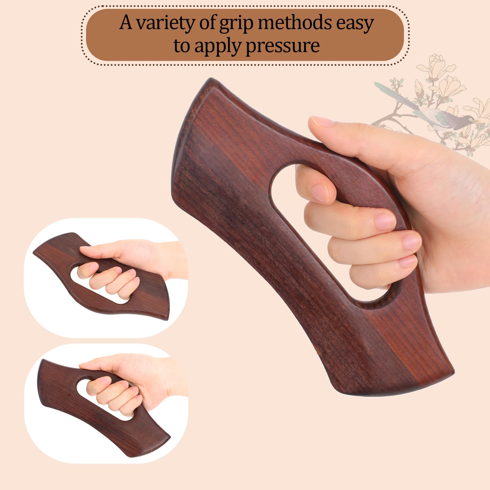 Lymphatic Drainage Massager - Wooden Gua Sha Tool, Manual Body Scraper, Anti-Cellulite Massage Tool for Women & Men