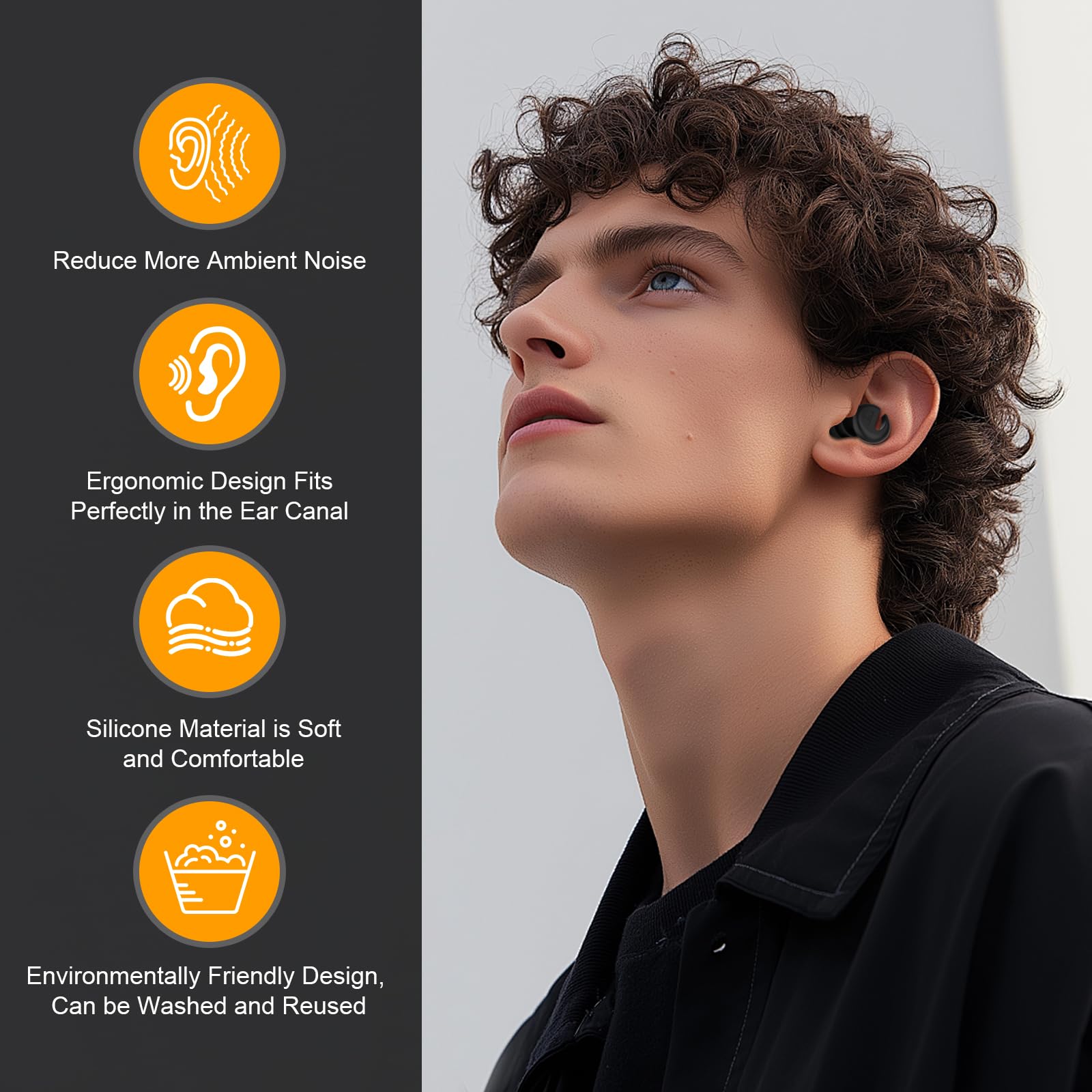 Ear Plugs for Sleeping Noise Cancelling, 36dB Noise Reduction Earplugs, Silicone Reusable Hearing Protection Ear Plug, Waterproo
