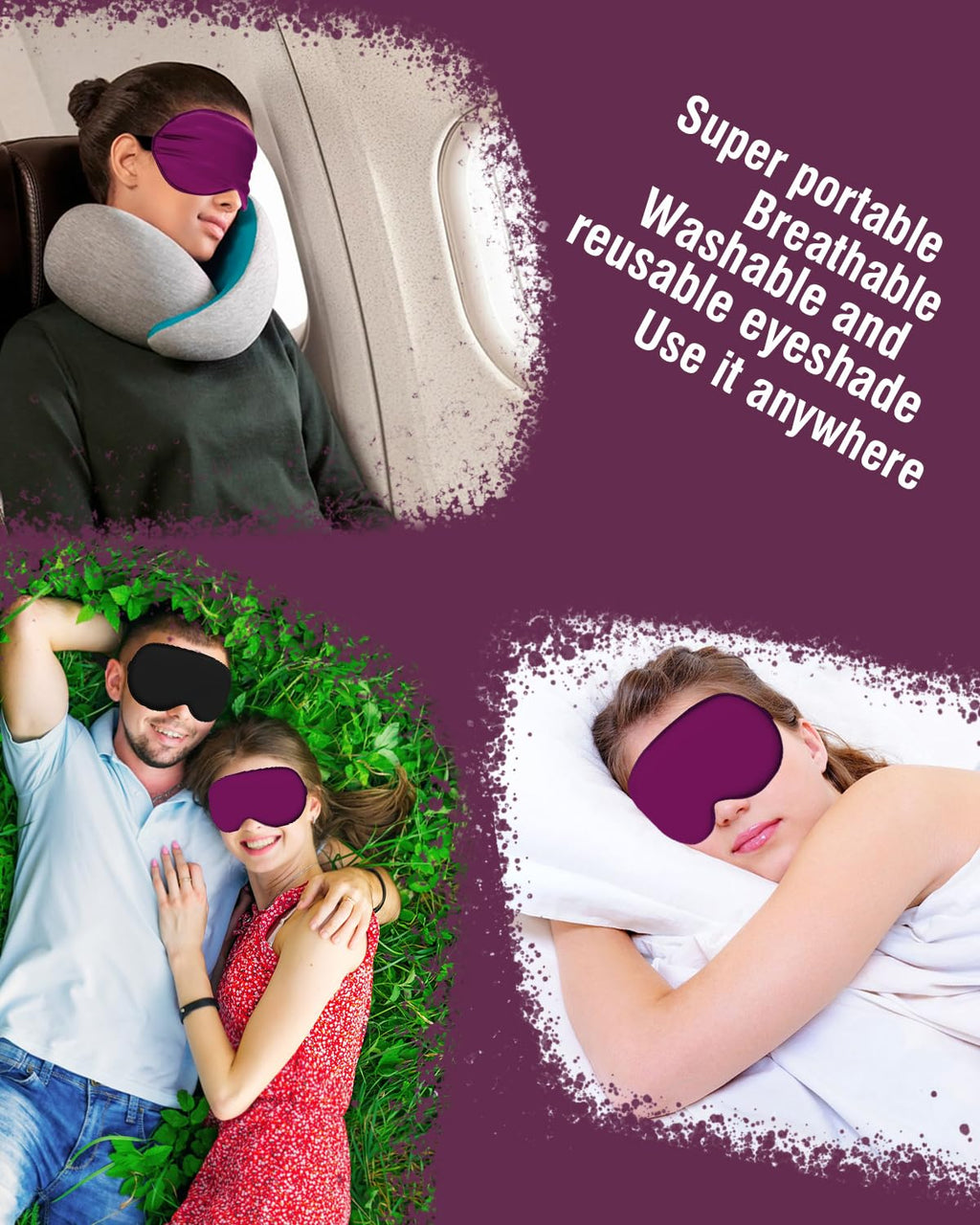 Hochoek Silk Sleep Mask for Women Man, Thicken Eye Mask for Sleeping, Breathable Eye Covers for Sleeping, Soft Eyesahde, Reduces