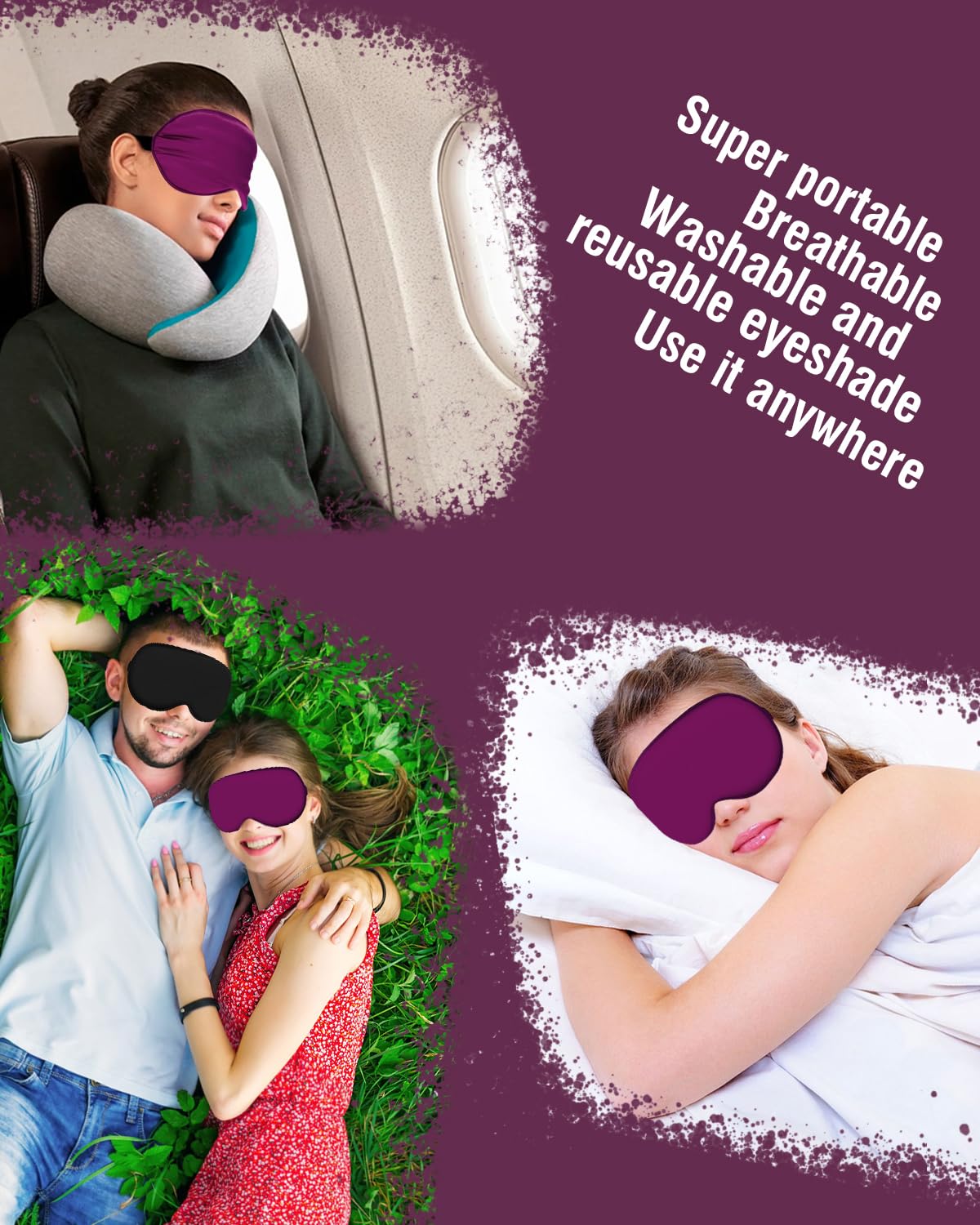 Hochoek Silk Sleep Mask for Women Man, Thicken Eye Mask for Sleeping, Breathable Eye Covers for Sleeping, Soft Eyesahde, Reduces