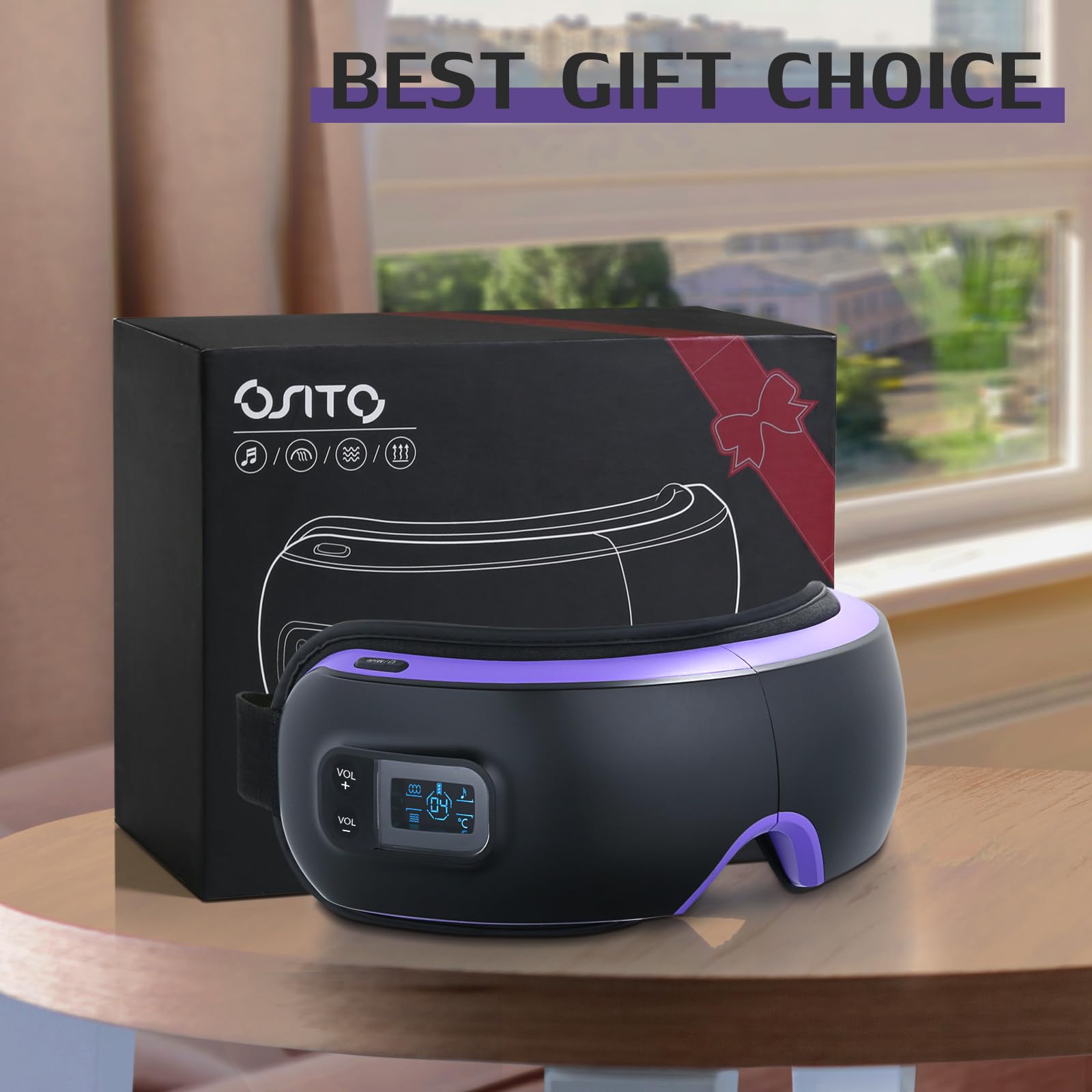 OSITO Eye Massager with Heat,Eye Massage Mask with Compression,Rechargeable Eye Massager for Dark Circles Eye Dry Eye Strain Eye