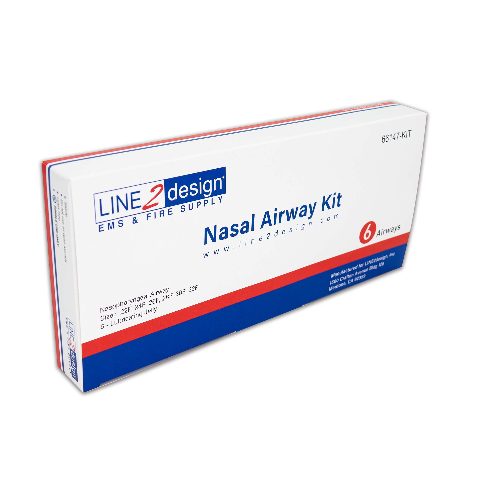 LINE2design Nasal Airway Kit-6 Medical Nasopharyngeal Management Trauma Airways - First Aid Emergency Rescue Latex Free Respirat