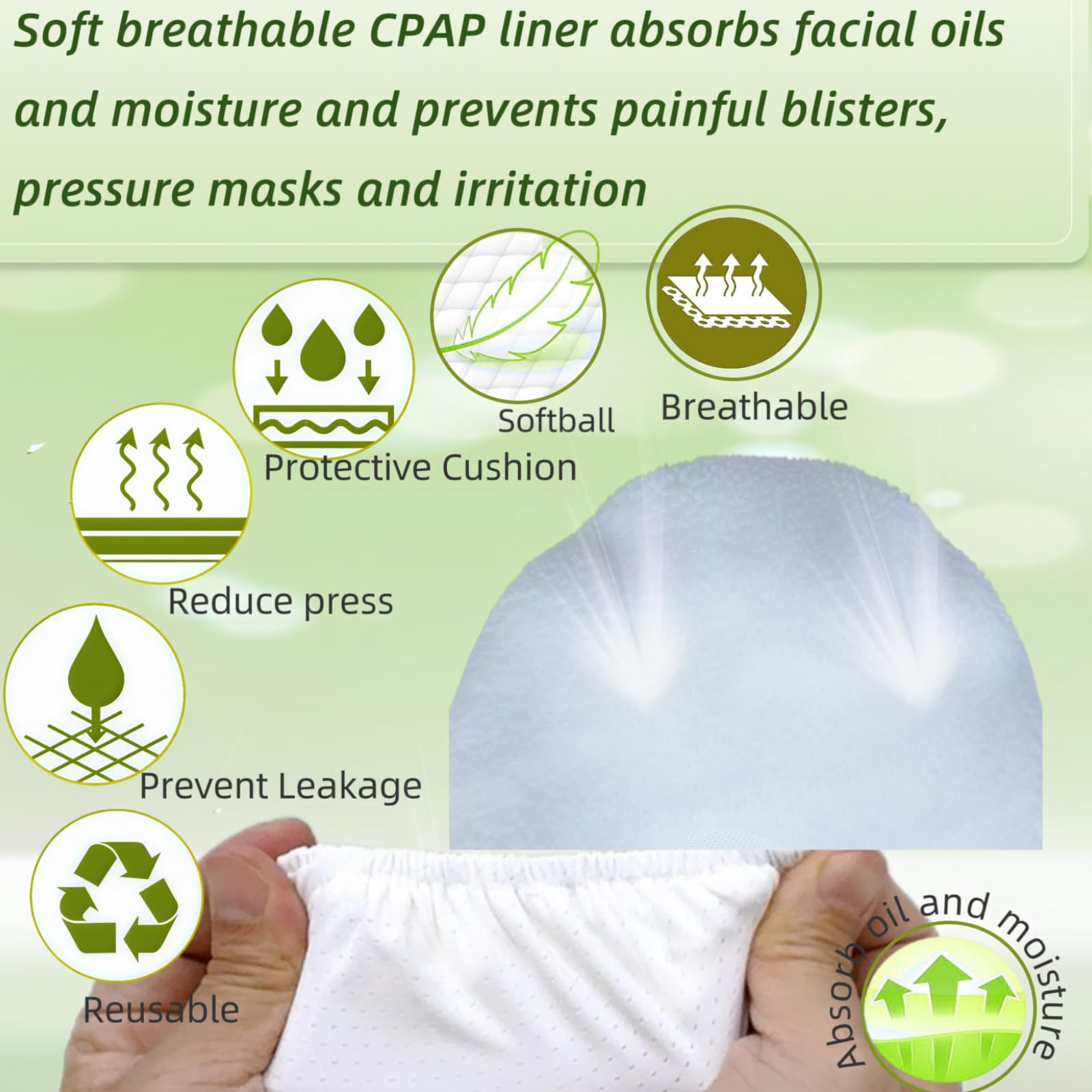 playWooWgo 8 Pack CPAP Mask Liners One Size Fit All Full Face Masks Improve The Comfort of Wearing The Mask (4 PCS Comfort Silky