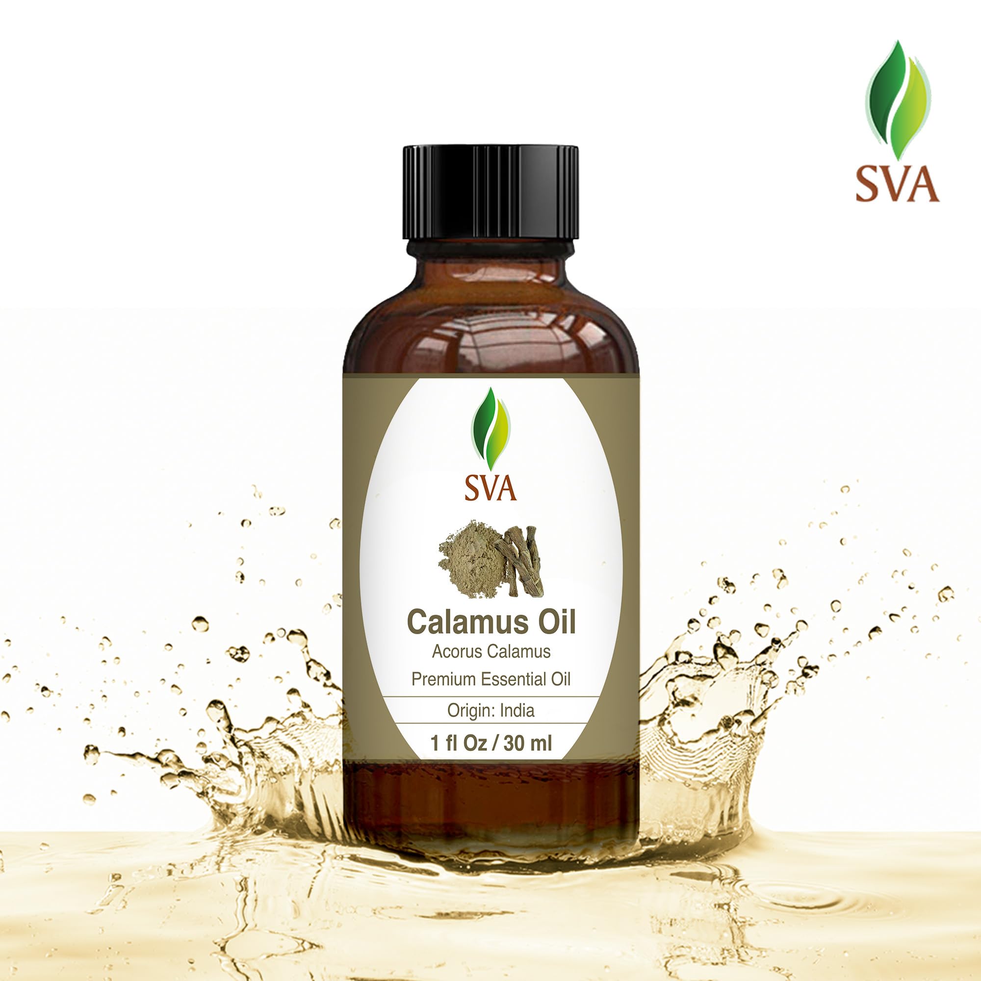 SVA Calamus Essential Oil - 1 Fl Oz - 100% Natural Calamus Oil - for Diffuser, Hair Care, Face, Skin Care, Aromatherapy, Scalp a