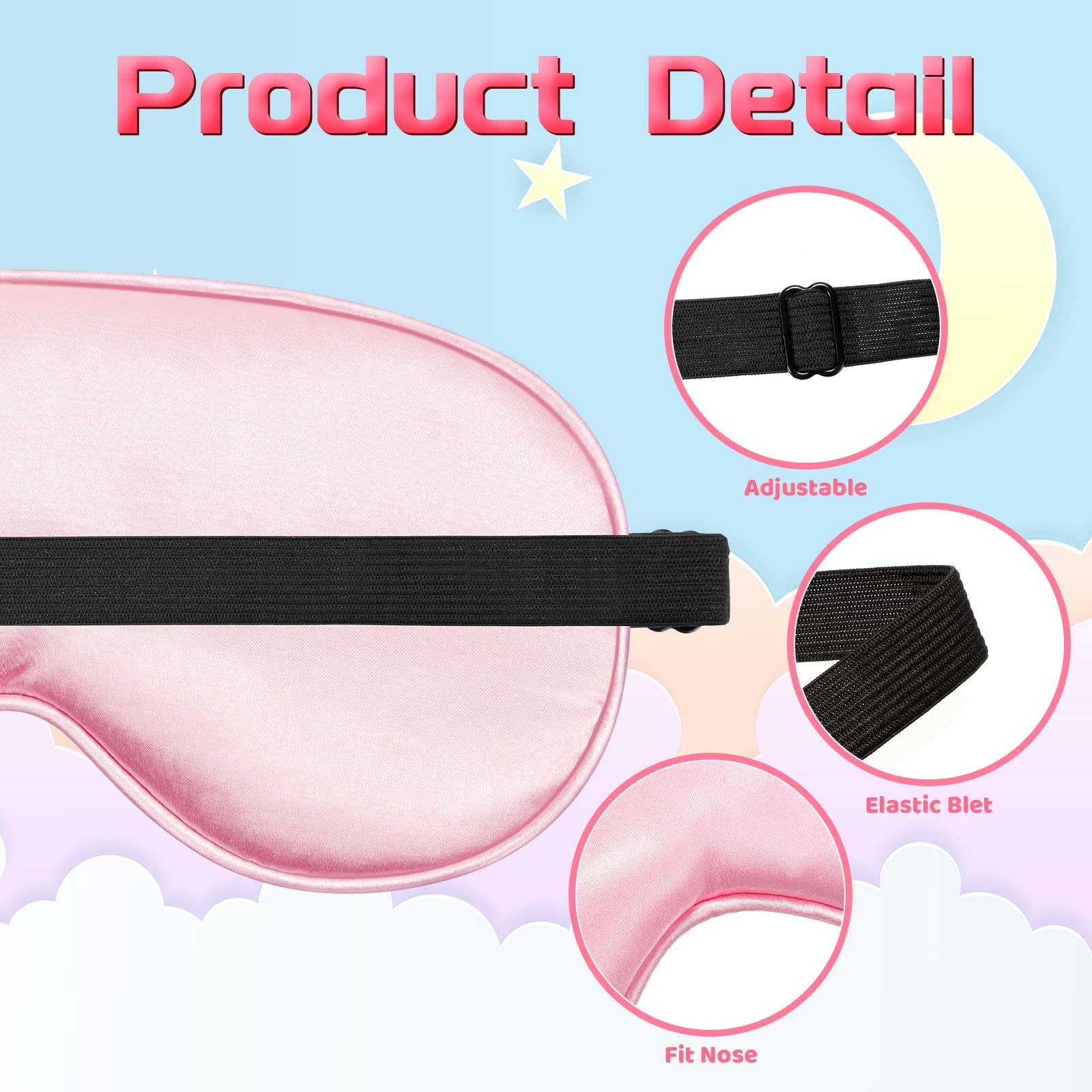 24 Pack Silk Eye Mask for Kids Smooth Soft Multicolor Blindfold with Adjustable Strap Lightweight Eye Cover Children Sleeping Ma