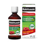 Robitussin Adult Maximum Strength Cough + Chest Congestion DM Max (8 fl. oz. Bottle), Cough Suppressant & Expectorant, Raspberry