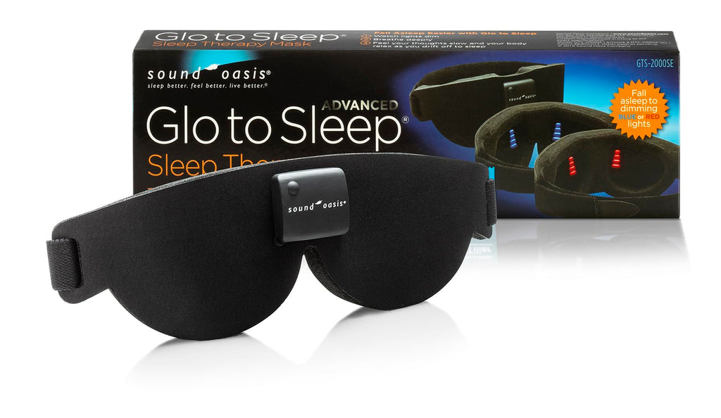 Advanced Glo to Sleep Eye Mask, Nighttime Adult Sleep Aid for Men & Women, Deep REM Sleep, Relaxation, Red & Blue Lighting, Pate
