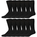 12 Pairs of Cotton Diabetic Neuropathy Crew Socks (13-16, Fits Men's Shoe Size 12-14.5, Black)