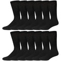 12 Pairs of Cotton Diabetic Neuropathy Crew Socks (10-13, Fits Mens Shoe Size 9-12, Black)