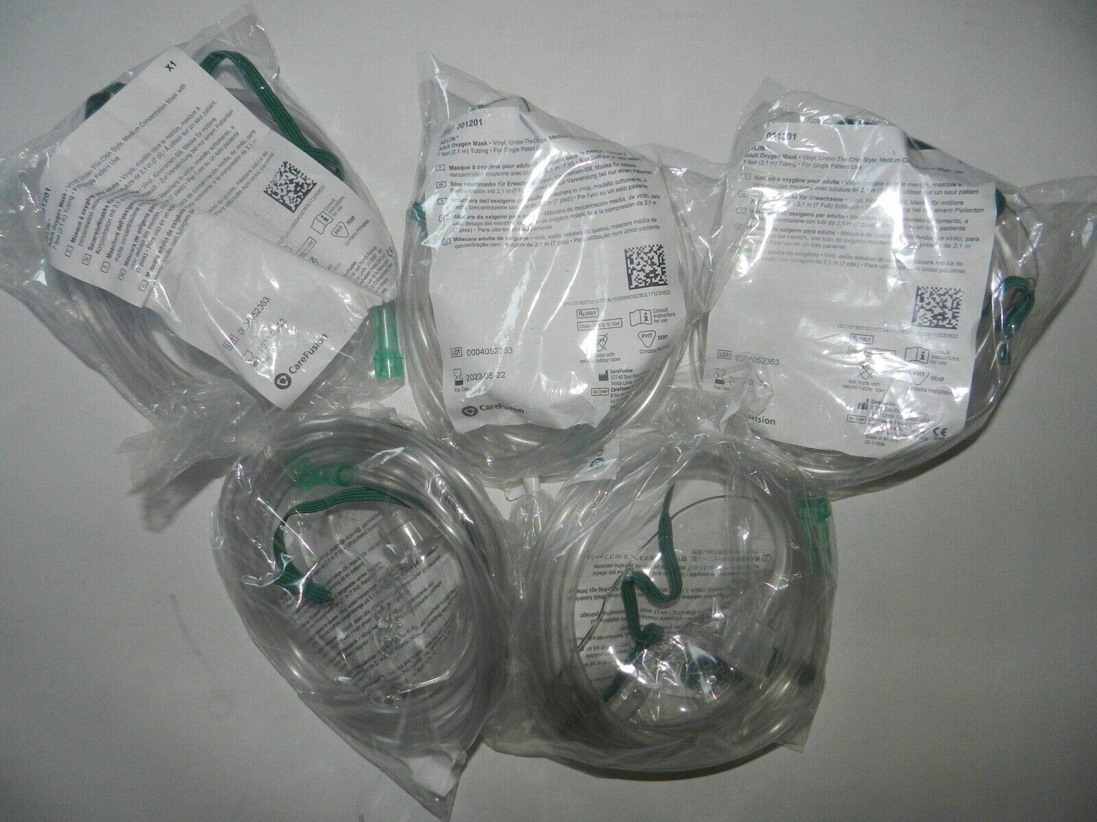 Oxygen Adult Mask 7 Ft Tubing Pack of 5