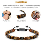 VIBILIA Healing Crystal Bracelets Beaded Bracelets for Men Women Tiger Eye Natural Stone Adjustable Bracelets Unique Gifts for F