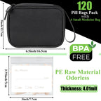 Pill Pouch Bags for Travel with Medicine Bag, Pack of 120 BPA Free 3 x 2.75 inch Reusable Pill Bag for Medicine with Write on La
