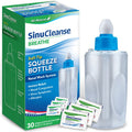SinuCleanse Soft Tip Squeeze Bottle Nasal Wash System, Relieves Nasal Congestion from Cold & Flu, Dry Air, Allergies, 30 All-Nat