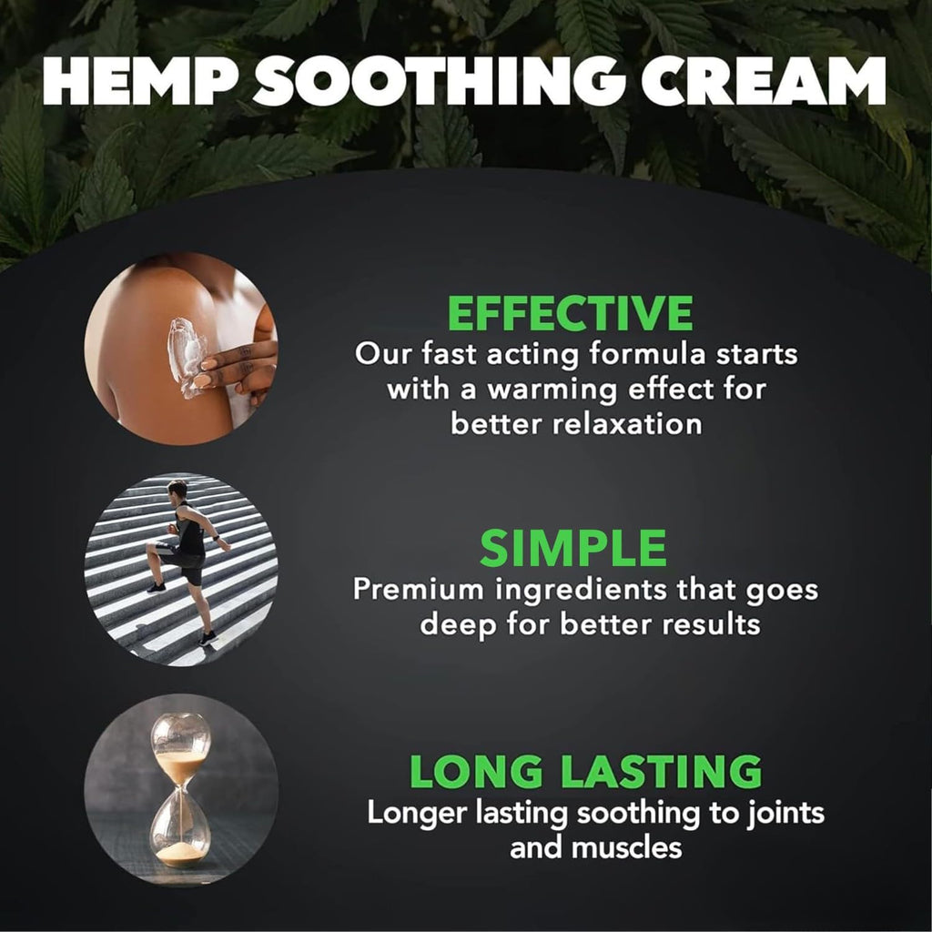 Hemp Cream Maximum Strength (4oz) Hemp Oil & Arnica, Soothes Discomfort on Joint Muscle Shoulder Hip Neck Knee & Back Support. A