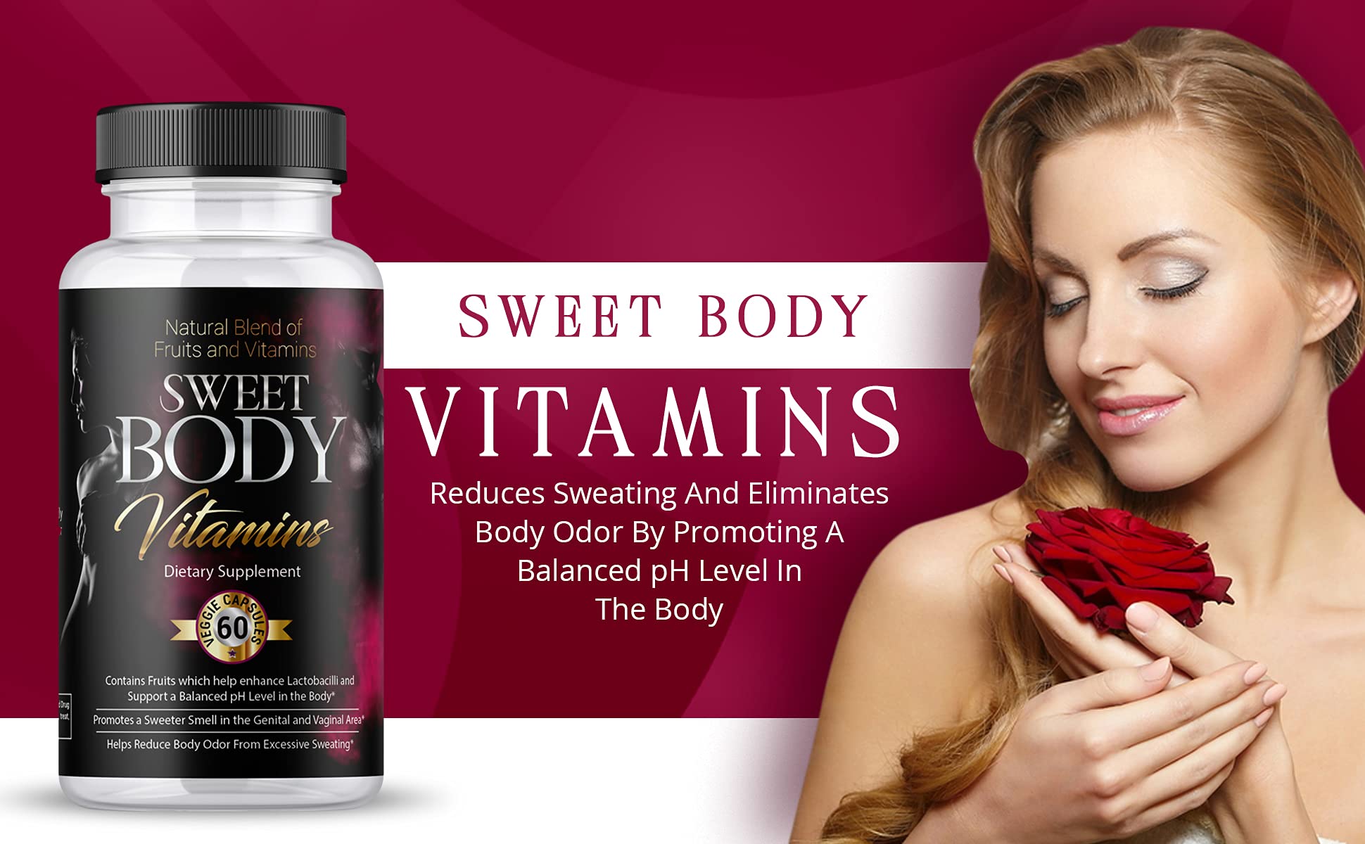 SweetBody Vitamins - Eliminates Body Odor and Reduces Sweating by Promoting a Balanced pH Level in The Body (1 Bottle - 30 Capsu