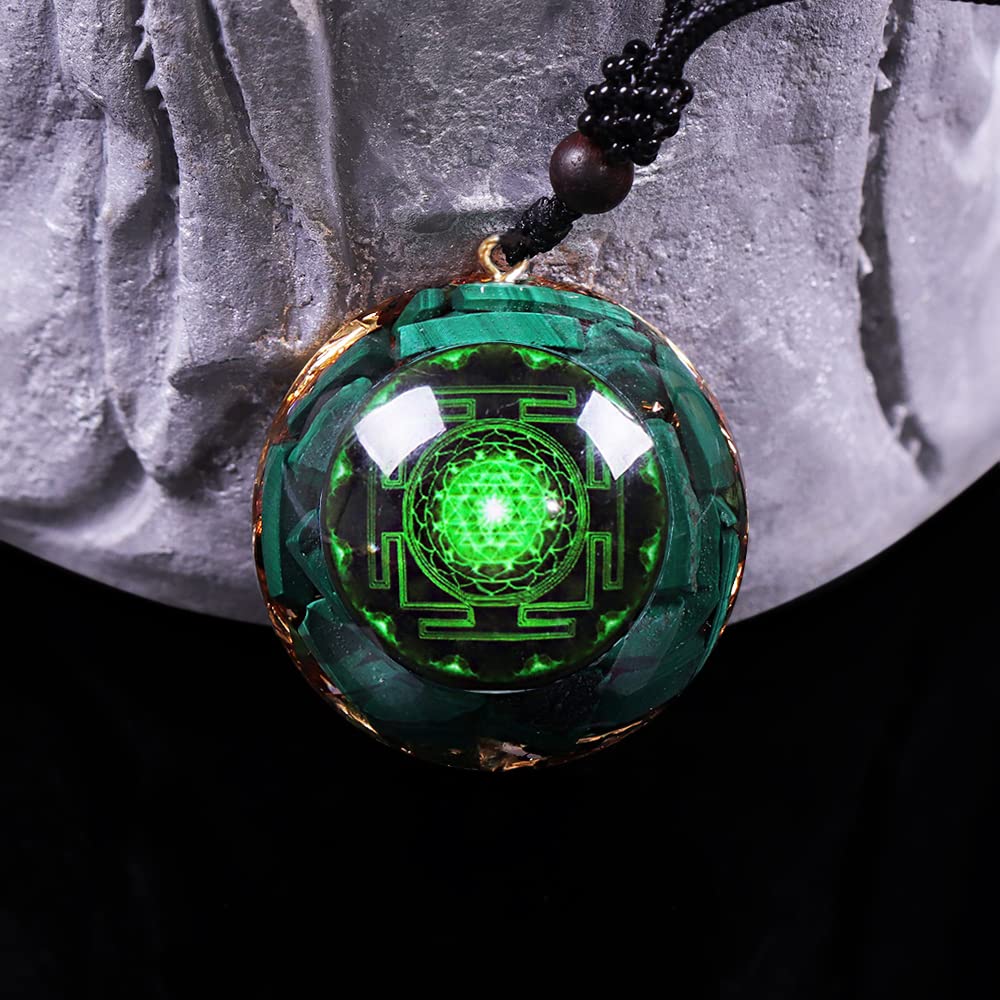 Day Day Up Orgonite Pendant Malachite Green Crystal Orgone Pendant Necklace Reiki Spiritual Healing Energy Jewelry For Women (1)