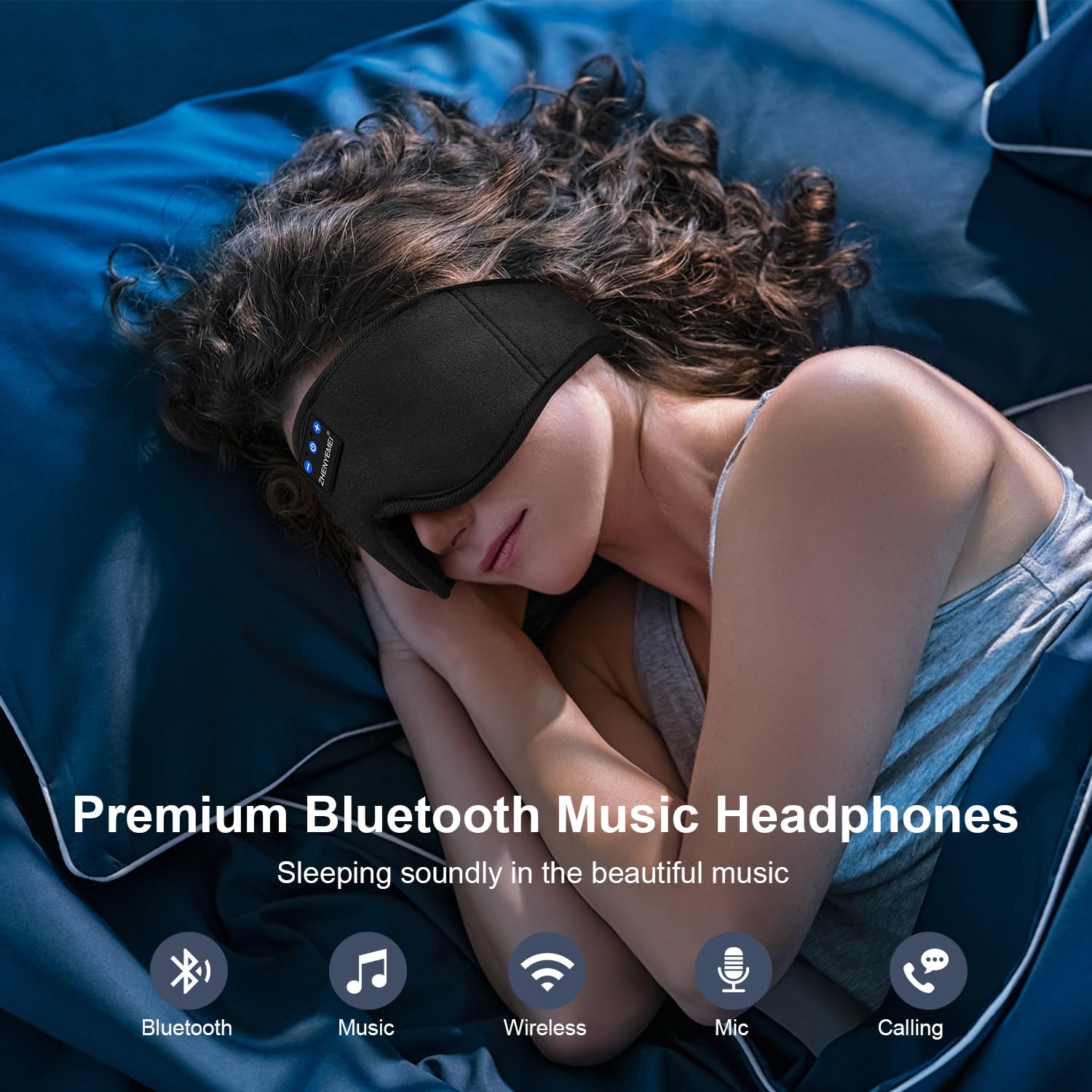 Bluetooth Sleep Headphones Bluetooth Sleep Mask | 3D Eye Mask for Sleeping | 16hrs Playingtime | Light Blocking Eye Mask | Auto