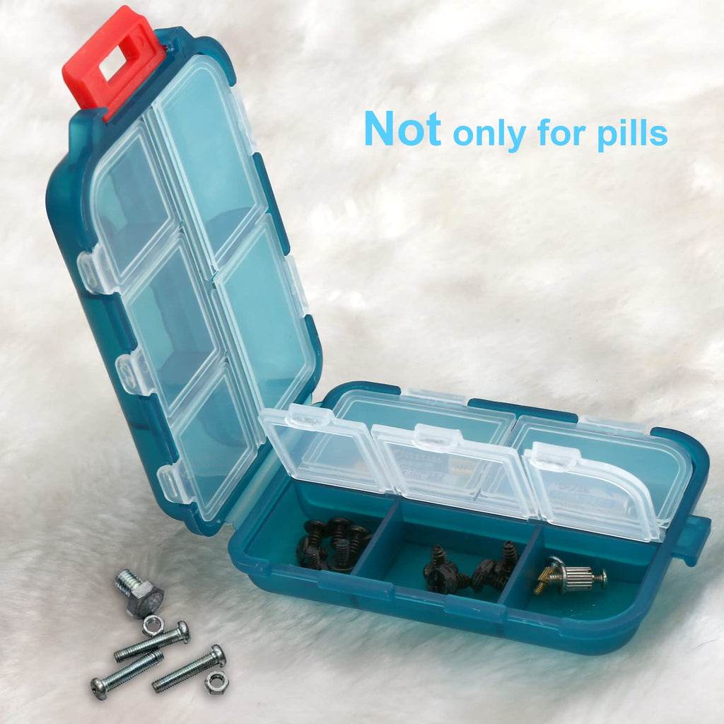 2PCS Travel Pill Box, Cute Pill Organizer, Small Pill Case, Portable Medicine Organizer for Purse, with 10 Compartments for Diff