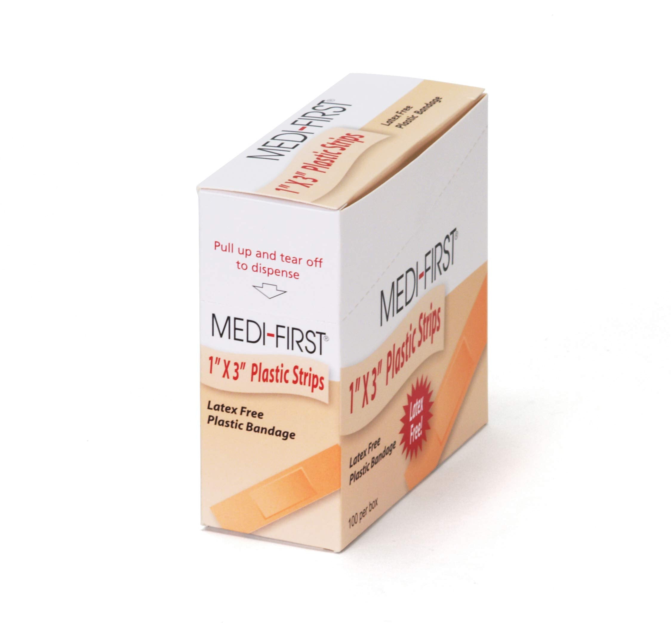Medi-First 60033 Plastic Strip Bandages, 1 x 3, Box of 100