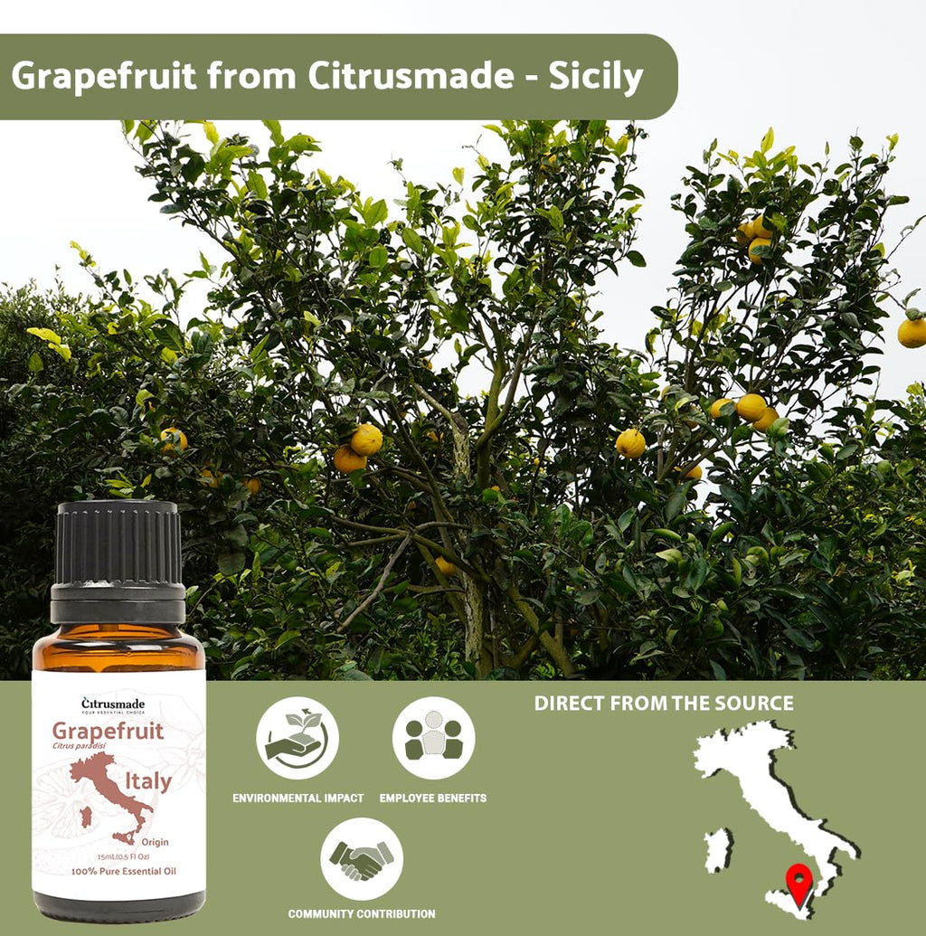 Nature Packaged Grapefruit Essential Oil - Direct from Citrusmade in Sicily- Pure Essential Oil for Diffusers and Aromatherapy |