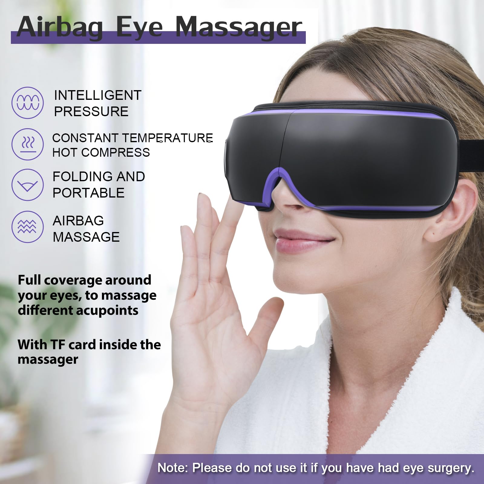OSITO Eye Massager with Heat,Eye Massage Mask with Compression,Rechargeable Eye Massager for Dark Circles Eye Dry Eye Strain Eye
