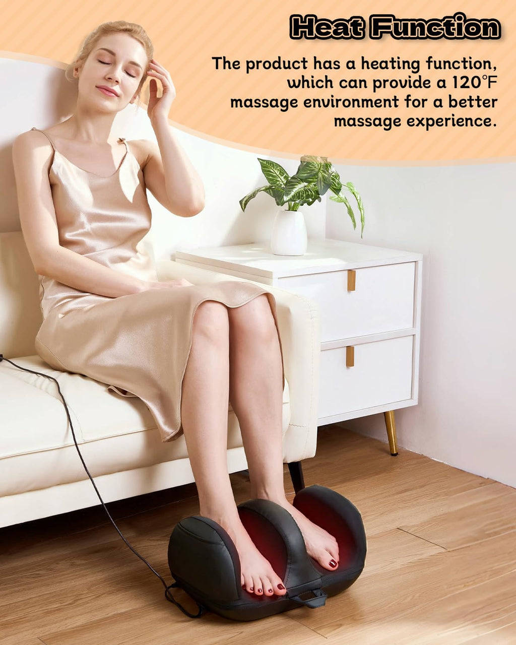 LINGTENG Foot Massager, Shiatsu Foot Massager with Heat, Rechargeable Calf Massager, Massage Calf, Deep Kneading Massage for Hom
