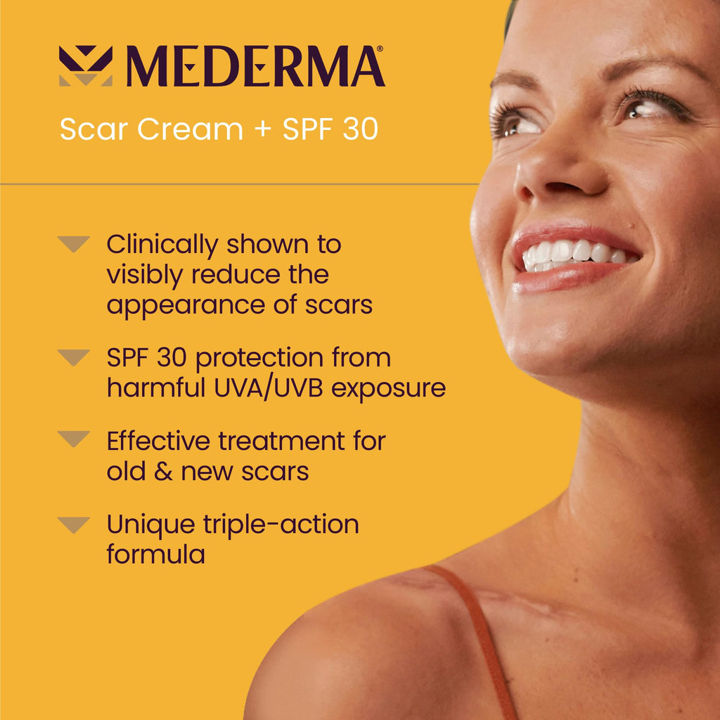 Mederma Scar Cream Plus SPF 30, Sunscreen, Protects from Sun Damage, Reduces the Appearance of Scars, 0.7 Ounce, 20 grams (Packa